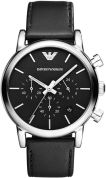 Emporio Armani Sport Black Leather Chronograph Mens Watch AR1733